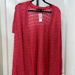 NEW Lane Bryant Coral Eyelet Short Sleeve Open Cardigan Women’s 14/16 - 1X